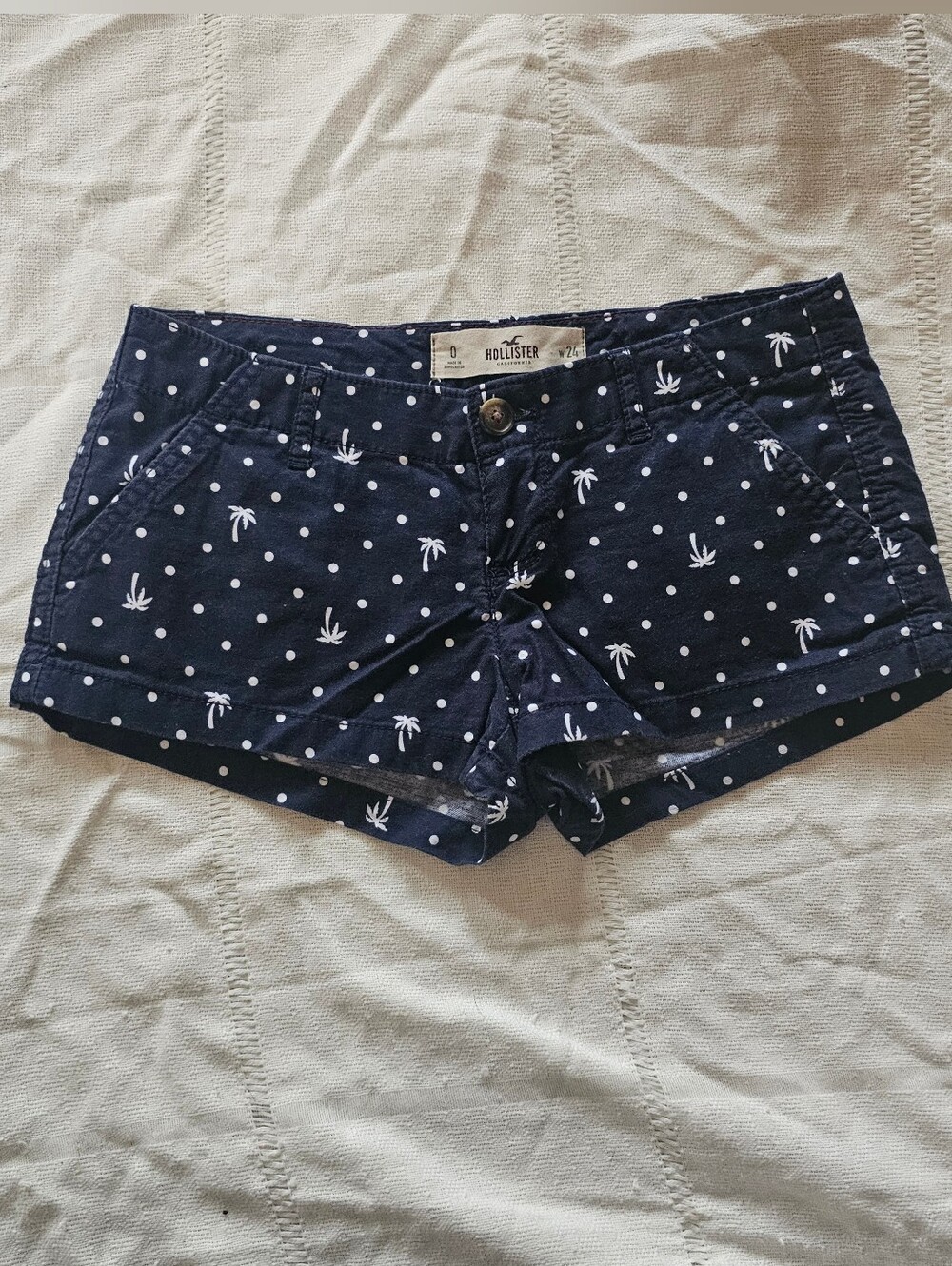 Hollister Navy Polka Dot & Palm Shorts